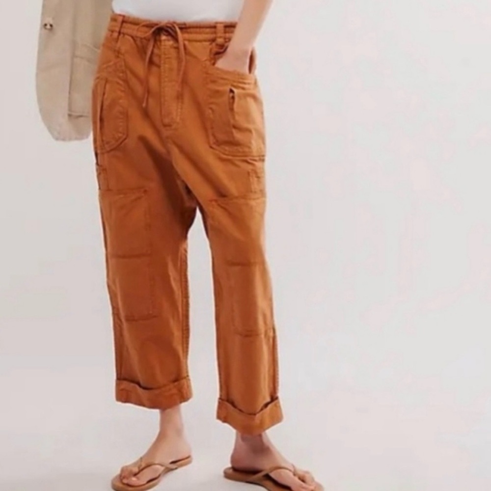 Free People Burnt Orange Cargo Style Pant. NWT